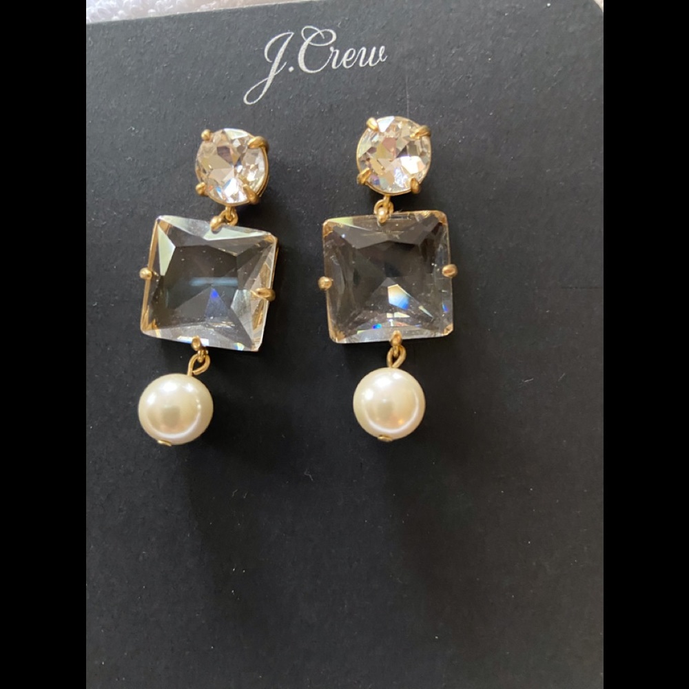 NWT J Crew pearl and crystal earrings